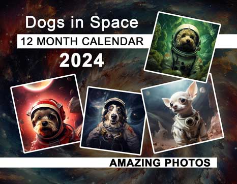 Dogs in Space 2024 Wall Calendar