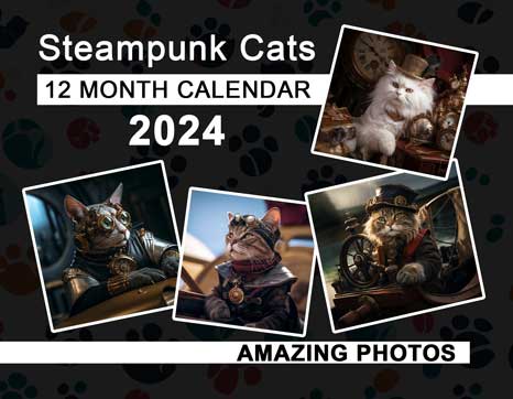 Steampunk Cats 2024 Wall Calendar