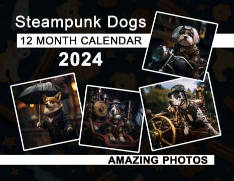 Steampunk Dogs 2024 Wall Calendar